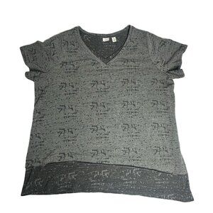 Westbound Gray V-Neck T-Shirt Raw Hem Plus Size 3x Womens